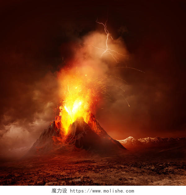 大型的火山喷发插图